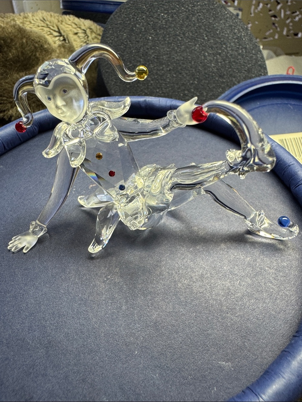 Swarovski Crystal Jester Clown Figurine with Colorful Accents